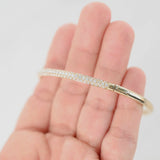 14K Yellow Gold Three Row Diamond Pave Bangle Bracelet 1.74Ctw