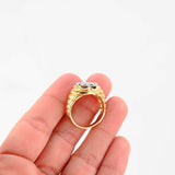 Anillo tipo sello en racimo de diamantes en oro amarillo de 14 k