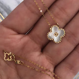 Ladies 18in 14k Yellow Gold Mother of Pearl Quatrefoil Necklace