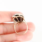 14K Yellow Gold Wrapped Onyx Pear Teardrop Onyx Cocktail Ring