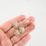 14K Yellow Gold Diamond Cluster Round And Baguette Cut Jewelry Set 2.22Ctw