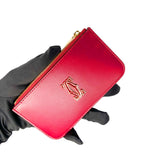 Authentic Cartier Calfskin Leather Simple Card Holder Cherry Red