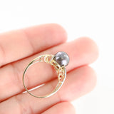 14K Yellow Gold Tahitian Black Pearl Diamond Cocktail Ring