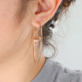 14k Rose Gold Hoop Earrings with Heart Charms