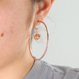 14k Rose Gold Hoop Earrings with Heart Charms