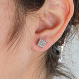 14k White Gold Cluster Diamond Stud Earrings