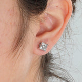 14k White Gold Cluster Diamond Stud Earrings