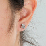 14k White Gold Cluster Diamond Stud Earrings