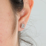 14k White Gold Cluster Diamond Stud Earrings