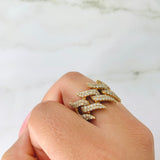 14k Gold Diamond Thorn Cuban Vintage Ring