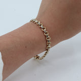 14k Two-tone Gold 7.5” Victorian Style Round Link Bracelet