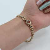 14k Two-tone Gold 7.5” Victorian Style Round Link Bracelet