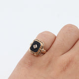10K Yellow Gold Topaz & Onyx Reversible Flip Ring