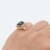 10K Yellow Gold Topaz & Onyx Reversible Flip Ring