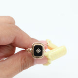 10K Yellow Gold Topaz & Onyx Reversible Flip Ring