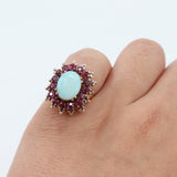14k Yellow Gold Opal and Ruby Cocktail Ring