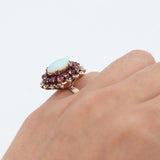 14k Yellow Gold Opal and Ruby Cocktail Ring