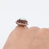 14k Yellow Gold Opal and Ruby Cocktail Ring