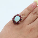 14k Yellow Gold Opal and Ruby Cocktail Ring