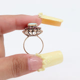 14k Yellow Gold Opal and Ruby Cocktail Ring