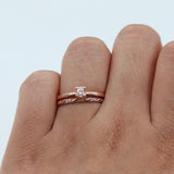 14k Rose Gold Princess Cut Diamond Wedding Ring Set
