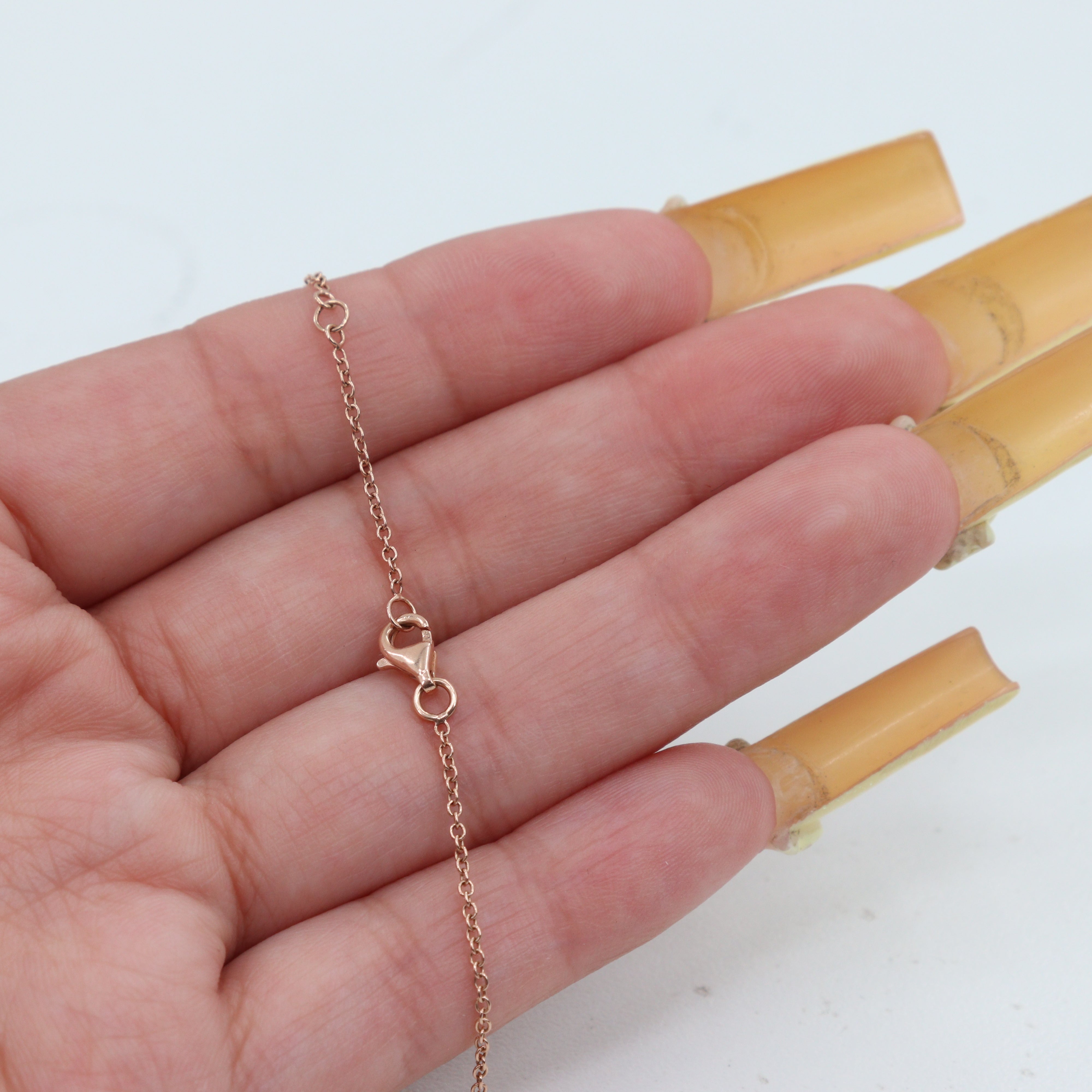 14K Rose Gold Adjustable Chain-link Necklace with Diamond Cross