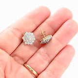 14K Yellow Gold Diamond Cluster Stud Earrings 1.14Ctw