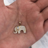 14k Yellow Gold Cubic Zirconia Elephant Pendant