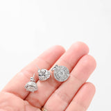 10k White Gold Cluster Diamond Round Earring and Pendant Jewelry Set