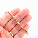 18K Yellow Gold Diamond-Cut Box Link Chain Fruit Charms Bracelet