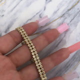 Brazalete de tenis de diamantes de doble hilera de oro amarillo de 14 k