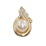 Ladies 14k Yellow Gold Pearl and Diamond Pendant