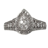 Ladies 10k White Gold Diamond Cocktail Ring