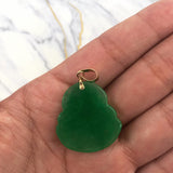 Colgante de Buda sonriente de jade en oro amarillo de 14 k