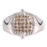 14K White Gold Fancy Light Brown Diamonds Cluster Ring