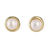 14K Yellow Solid Gold And Pearls Earrings