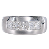 14K White Gold Five Diamond Princess Cut Wedding Band Ring