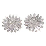 14k White Gold Diamond Flower Design Earring