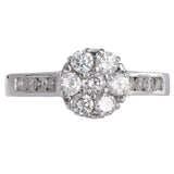 14k White Gold Diamond Cluster With Channel Set Accents Engagement Ring