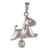 18k White Gold Little Pony Diamond Charm Baby Pendant