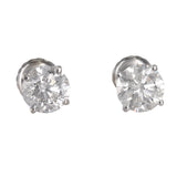 14K White Solid Gold Round Brilliant Cut Natural Diamond Studs Earrings