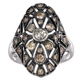 14K White Gold Brown Cluster Diamond Cocktail Ring