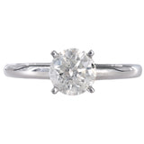 14k White Gold Solitaire Round Cut Diamond Engagement Ring 0.95Ctw