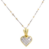 14K Two Tone Solid Gold Snake With Accents Necklace And Diamond Heart Pendant