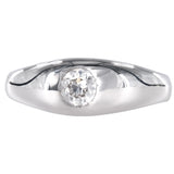 14K White Gold Diamond Solitaire Flush Set Band Ring