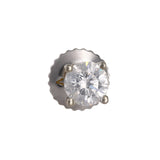 14K White Solid Gold Diamond Single Stud