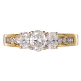 14k Yellow Solid Gold Oval Natural Cluster Diamonds Engagement Ring