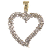 10K Two Tone Solid Gold Heart Charm Pendant