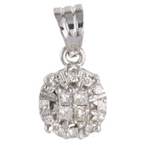 Colgante de disco de diamantes redondos de oro blanco de 14 k, collar colgante de círculo de diamantes de oro macizo, regalo de Navidad para ella