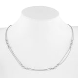 14K White Gold Diamond Bezel Set 2-Strand Rolo Link Chain Necklace